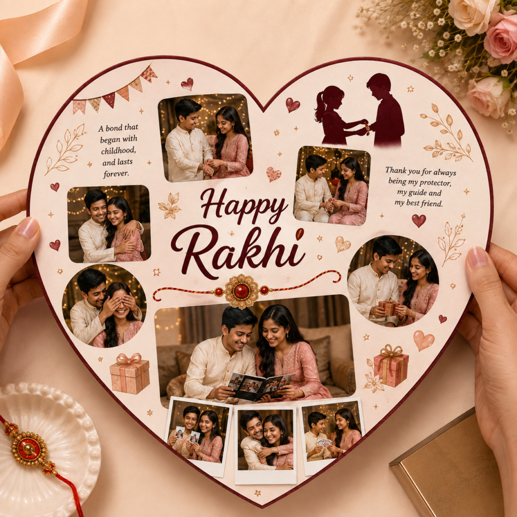 heart shape rakhi card