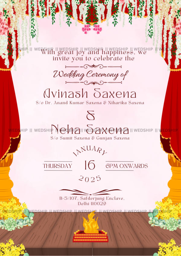 Lite Theme Wedding Invitation Card | Digital Wedding Card