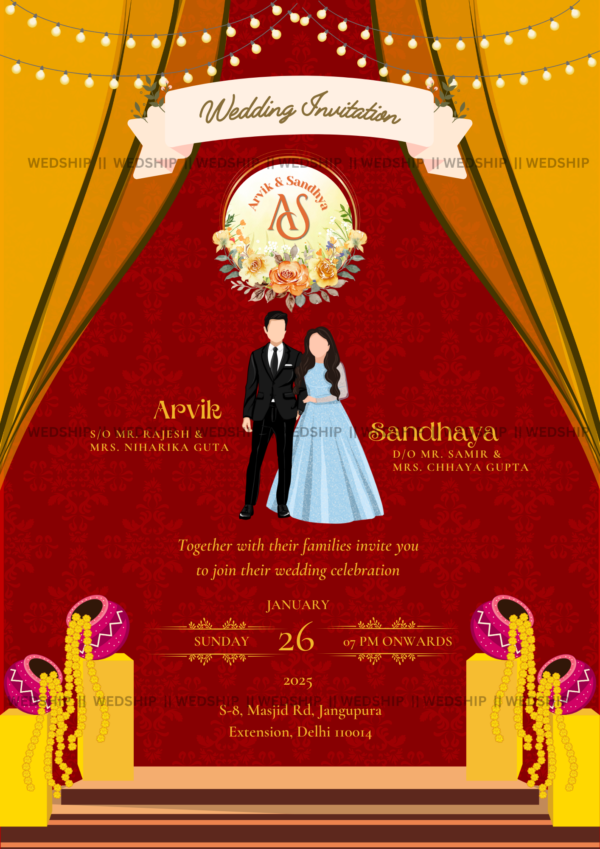 Royal Red Theme Wedding Invitation Card | Digital Wedding Card