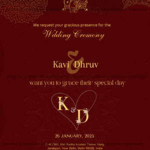 Maroon Theme Wedding Invitation Card | Digital Wedding Card