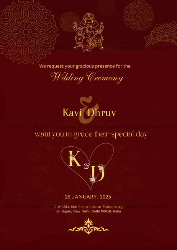 Maroon Theme Wedding Invitation Card | Digital Wedding Card